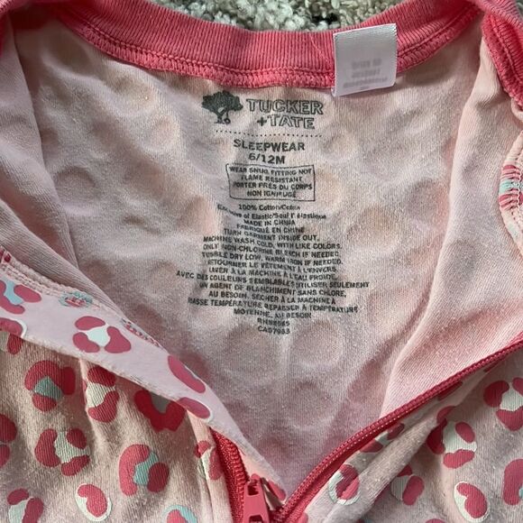 Tucker + Tate Pink Cheetah Leopard Footed Sleeper pajamas - Picture 2 of 3